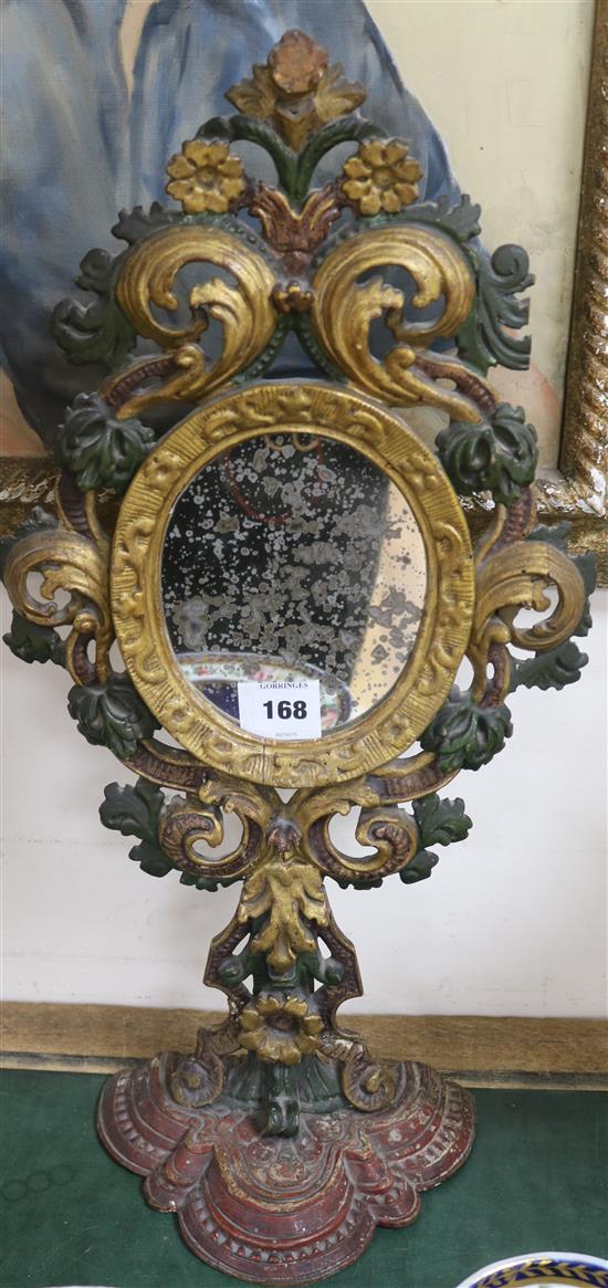 An early 18th century Italian carved and painted wood monstrance, 1ft 11in. x 11.5in.